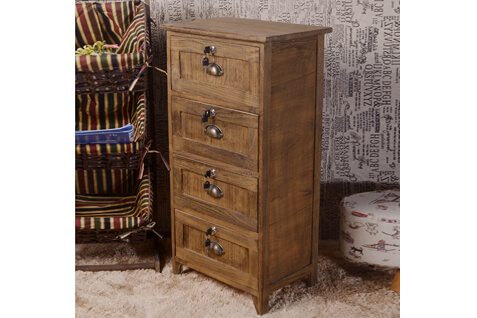 Brown Bedside Table with Drawers (G102B) lock
